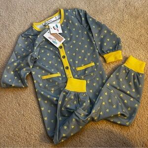 NWT Grey & Yellow button up onesie 24 months Ivy Greis
